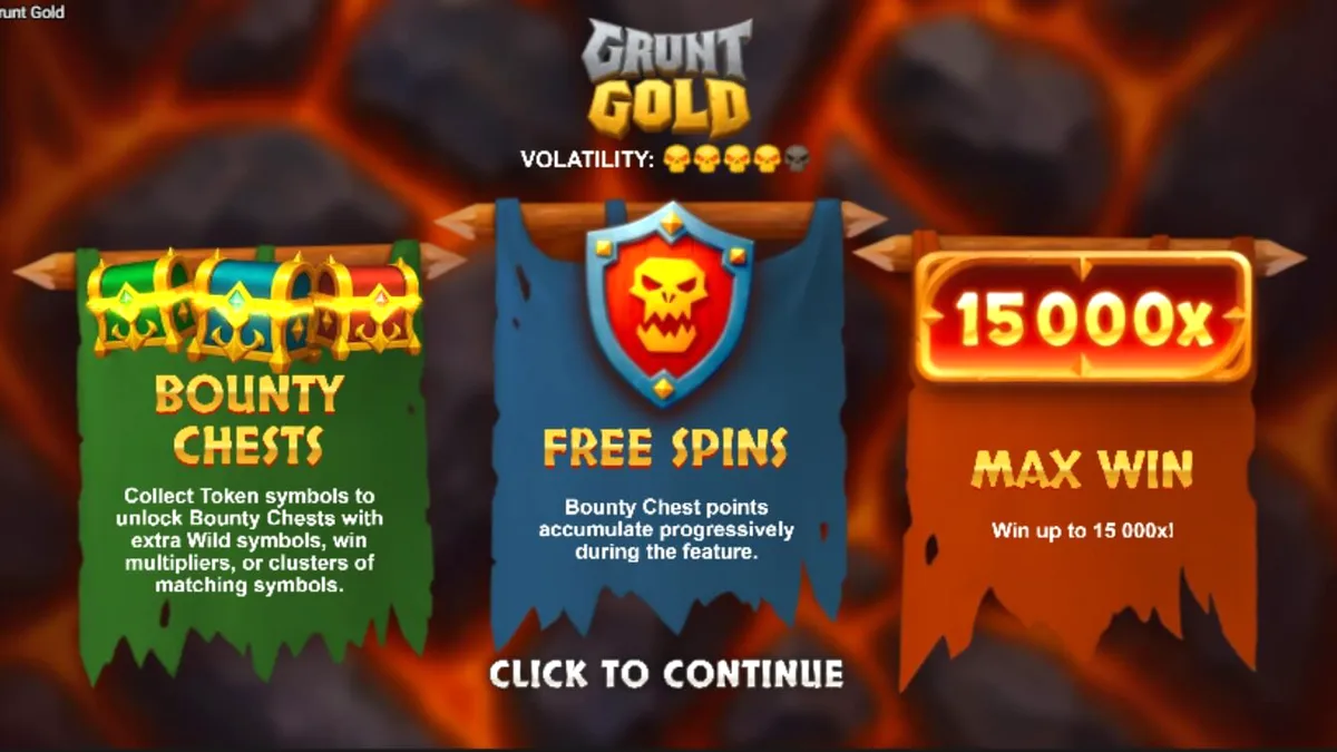 Tampilan visual slot Grunt Gold dengan tema orc dan harta karun
