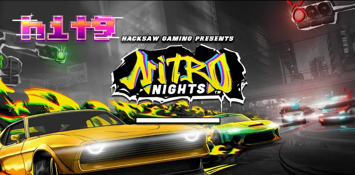 Tampilan visual neon dan mobil balap dalam slot Nitro Nights
